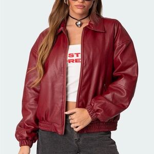 Edikted Halley Faux Leather Bomber Jacket